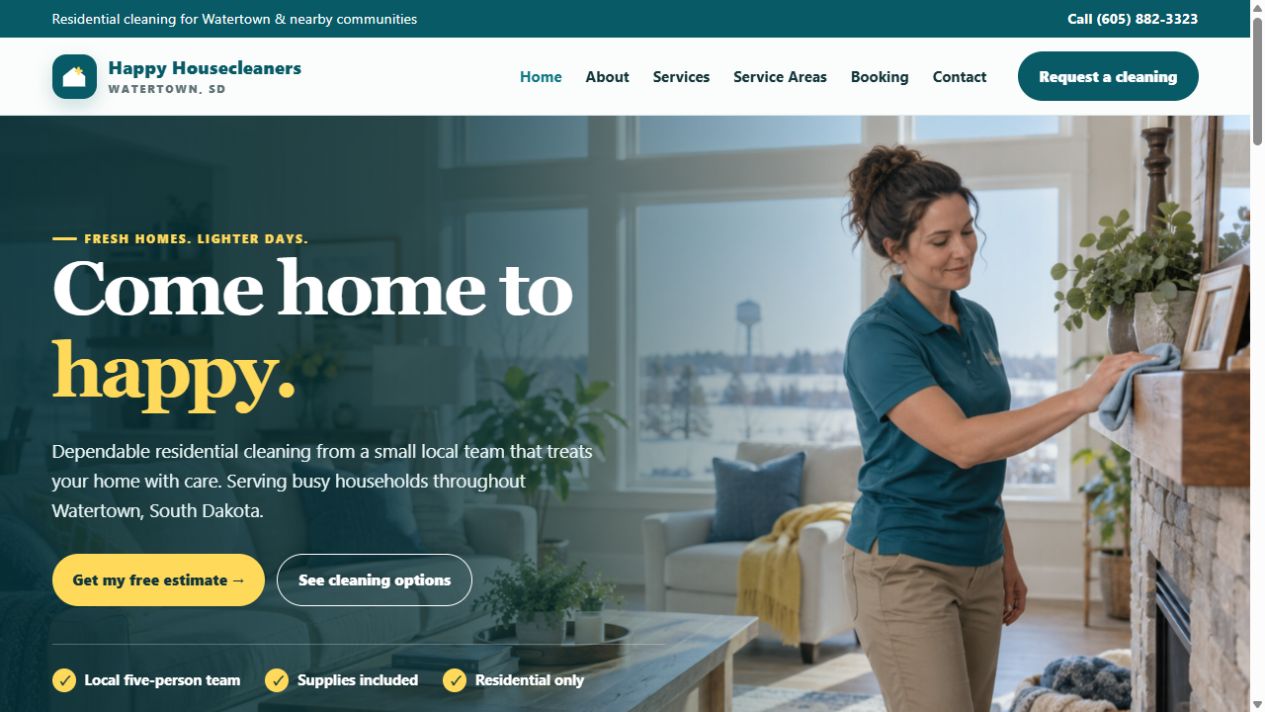 Happy Housecleaners homepage preview