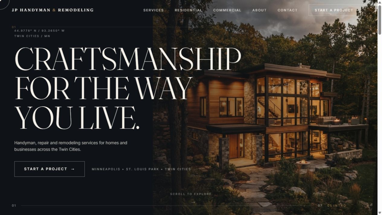 JP Handyman & Remodeling horizontal homepage preview