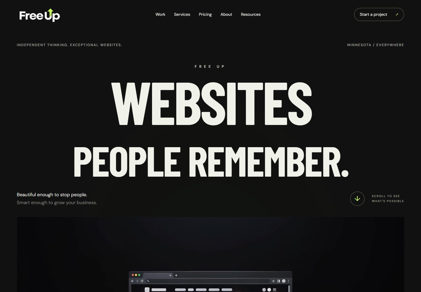 Free Up homepage: Websites people remember